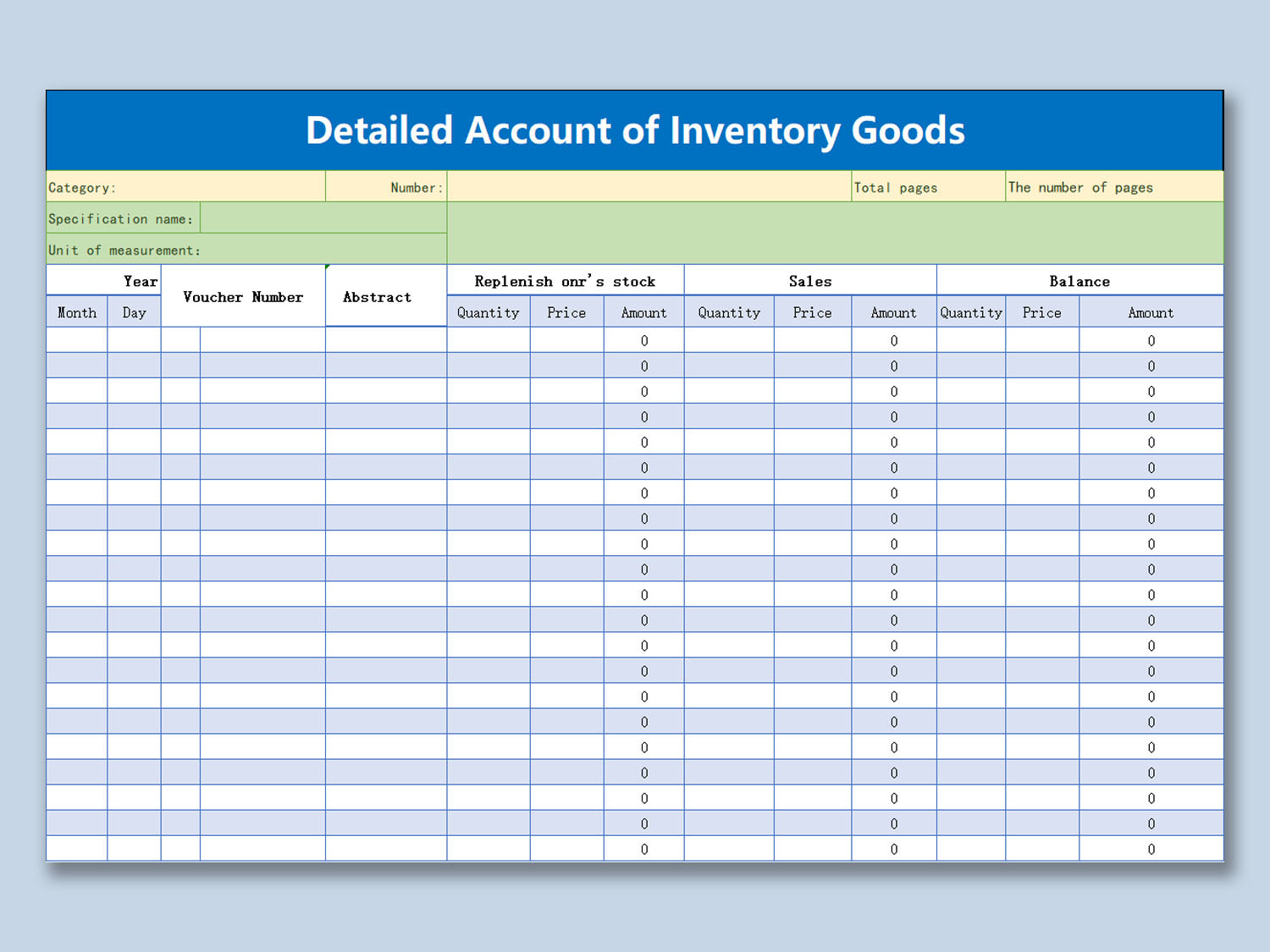 Business inventory account
